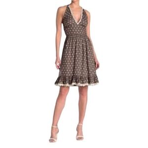 Nostalgia lace trimmed polkadot dress